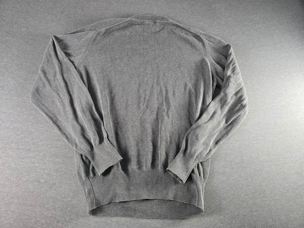Barbour Sweater Mens Large Gray Classic Cotton Knit Crew Neck Pullover Scotland